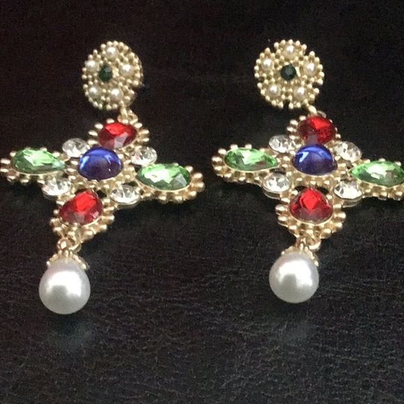 90’s style colorful drop earrings new - Picture 5 of 6